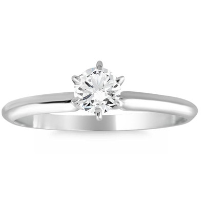 1/3Ct Solitaire Round Cut Diamond Engagement Ring in 14k Gold Lab Grown