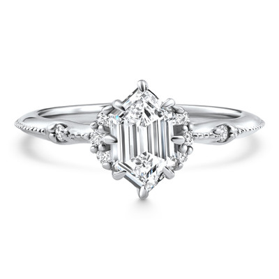 Certified 1 1/3Ct Elongated Hexagon Diamond Engagement Ring 14k Gold Lab Grown