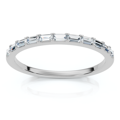 Thin Baguette Diamond Stackable Women's Wedding Ring 14k Gold Lab Grown EF/VS