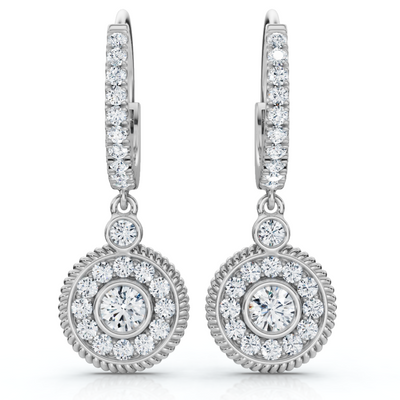 3/4Ct Dangle Diamond Earrings 1 1/10" Tall Lab Grown 14k Gold EF/VS