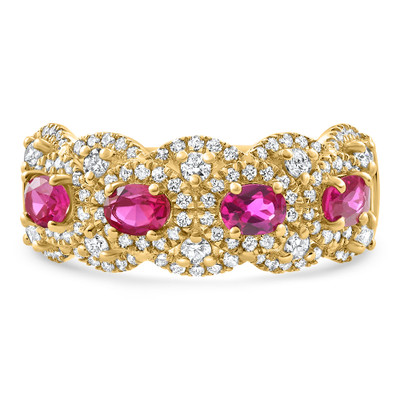 1.43Ct Ruby & Diamond Ring 10k Yellow Gold Lab Grown