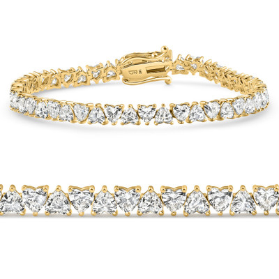 10.50Ct Heart Cut Diamond Tennis Bracelet 14k Yellow Gold 7" Lab Grown