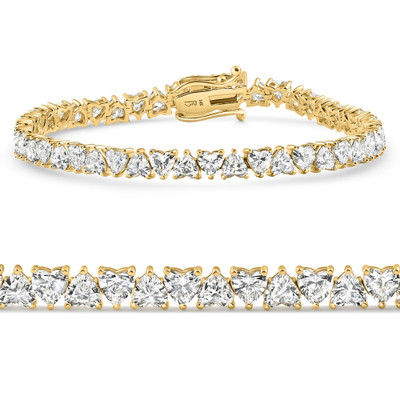 10.50Ct Heart Cut Diamond Tennis Bracelet 14k Yellow Gold 7" Lab Grown