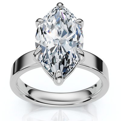 Certified 2Ct Marquise Cut Flat Cigar Band Engagement Ring 14k Gold Lab Grown