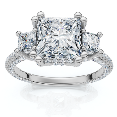 Certified 5Ct Michelle Princess Cut Diamond Engagement Ring 14k Gold Lab Grown