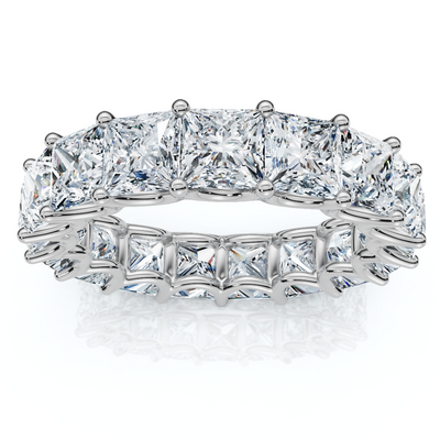 8 1/2Ct U Prong Princess Cut Diamond Eternity Ring 14k Gold or Pt Lab Grown