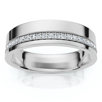 Men's Diamond Wedding Ring High Polished 14k Gold or Platinum Lab Grown