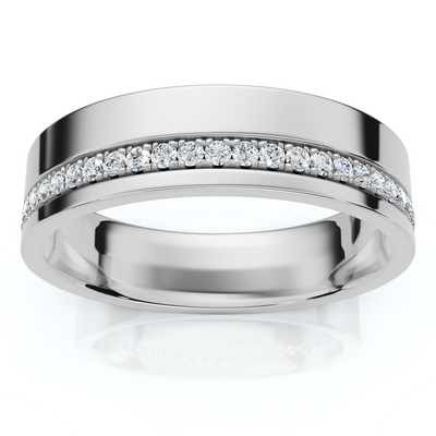 Men's Diamond Wedding Ring High Polished 14k Gold or Platinum Lab Grown EF/VS