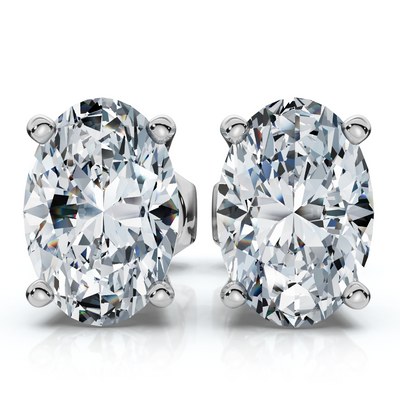VS 3/4Ct Certified Lab Grown Oval Diamond Studs 14k White Gold Earrings