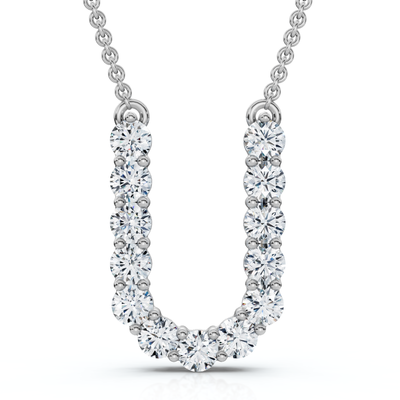 1Ct Diamond Initial "U" Pendant 14k Gold 18" Necklace Lab Grown 5/8" Tall