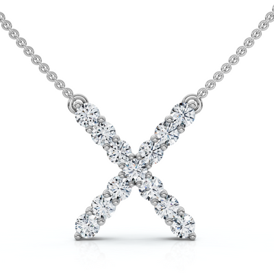 1Ct Diamond Initial "X" Pendant 14k Gold 18" Necklace Lab Grown 5/8" Tall