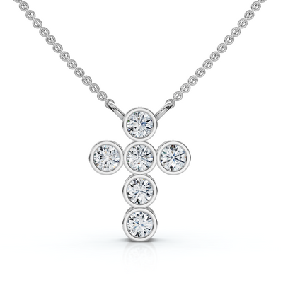1/5Ct Diamond Cross Small Pendant Lab Grown 18" Necklace EF/VS