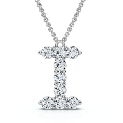 1Ct Diamond Initial "I" Pendant 14k Gold 18" Necklace Lab Grown 5/8" Tall