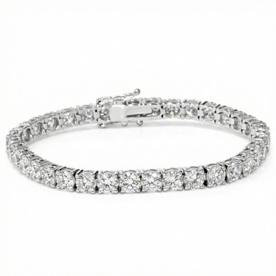 9 ct Round Lab Grown Diamond Tennis Bracelet 14K White Gold 7"
