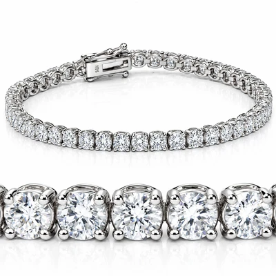 9 ct Round Lab Grown Diamond Tennis Bracelet 14K White Gold 7"