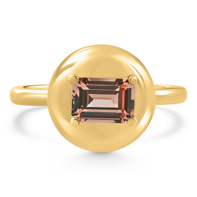 Candy Button 14k Yellow Gold Emerald Cut Garnet Ring