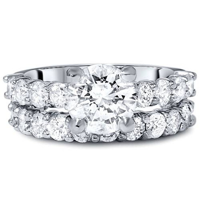 Certified 6CT Diamond Eternity Engagement Wedding Ring Set White Gold Lab Grown