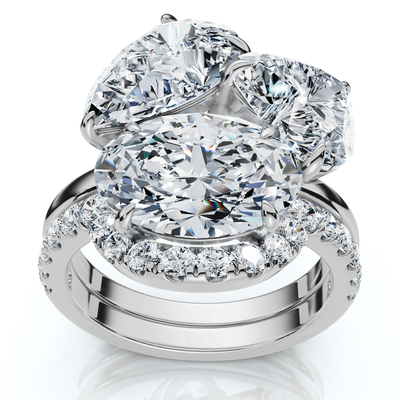 6 1/3Ct Abstract Diamond Ring Set 14k Gold Lab Grown FG/VS
