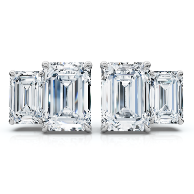 1 1/2Ct Emerald Cut Toi et Moi Diamond Earrings 14k Gold Lab Grown