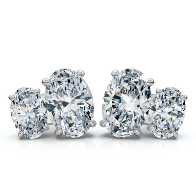 Certified 3Ct Oval Cut Toi Et Moi Diamond Earrings 14k Gold Lab Grown