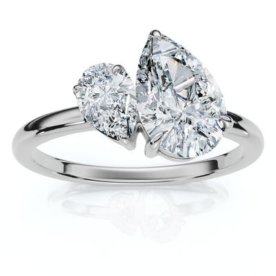 1 1/4Ct Pear Cut Toi Et Moi Diamond Ring 14k Gold or Pt Lab Grown
