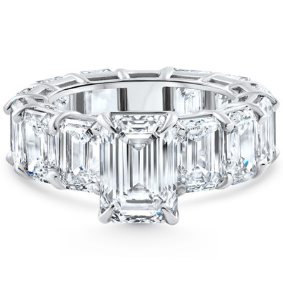 Certified 15.44Ct Emerald Cut Diamond Engagement Ring 14k Gold Lab Grown