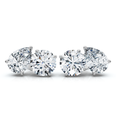 1 1/3Ct Pear and Round Toi et Moi Diamond Earrings 14k Gold Lab Grown