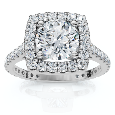 1 1/3Ct Round Halo Diamond Engagement Ring 14k Gold Lab Grown