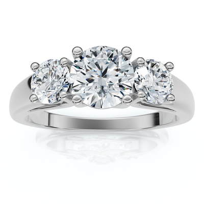 1Ct Three Stone Diamond Engagement Ring 14k Gold or Platinum Lab Grown FG/VS