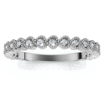 Stackable Women's Wedding Diamond Anniversary Heart Band 14k Gold Lab Grown