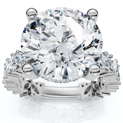 Certified 6.78Ct Round Cut Diamond Engagement Ring 14k White Gold Lab Grown
