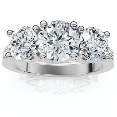 2Ct Three Stone Diamond Anniversary Engagement Ring 14k Gold or Pt Lab Grown