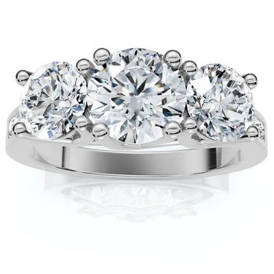 2Ct Three Stone Diamond Anniversary Engagement Ring 14k Gold or Pt Lab Grown