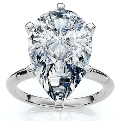 Certified 3Ct Pear Shape Solitaire Diamond Engagement Ring 6-Prong Lab Grown