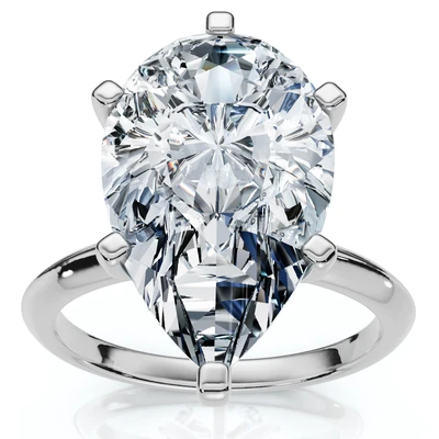 Certified 5Ct Pear Solitaire Diamond Engagement Ring 14k Gold or PT Lab Grown