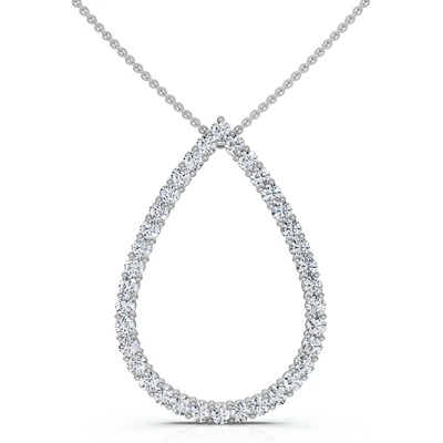 1Ct Pear Shape Diamond Pendant White or Yellow Gold Lab Grown 1.25" Tall