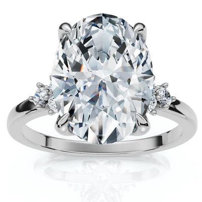 3 1/10Ct Oval Carlie Diamond Engagement Ring 14k Gold or Platinum Lab Grown