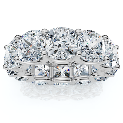 12Ct Cushion Cut Diamond Eternity Ring 14k Gold Wedding Band Lab Grown