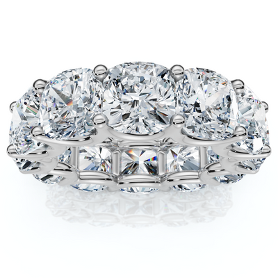 12Ct Cushion Cut Diamond Eternity Ring 14k Gold Wedding Band Lab Grown