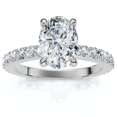 1 1/2Ct Oval Diamond Engagement Side Stone Ring Gold Lab Grown