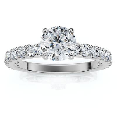 1Ct Pave Diamond Round Cut Engagement Ring Gold Lab Grown