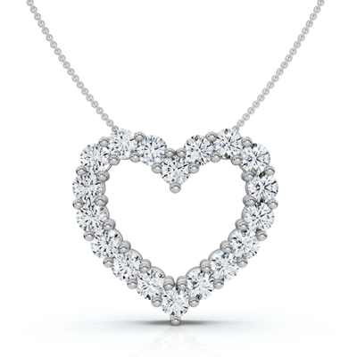 4Ct Diamond Heart Pendant 14k Gold Lab Grown 1 1/10" Tall 18" Necklace