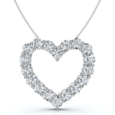 5Ct Diamond Heart Pendant 14k Gold Lab Grown 1 1/5" Tall 18" Necklace
