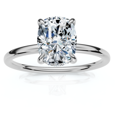 Certified 2Ct Cushion Hidden Halo Diamond Engagement Ring 14k Gold Lab Grown