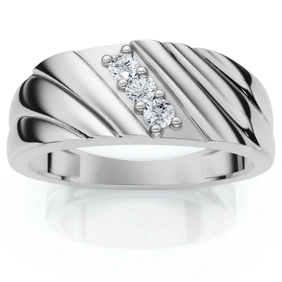 Men's Diamond Three Stone Polished Wedding Ring Gold Lab Grown
