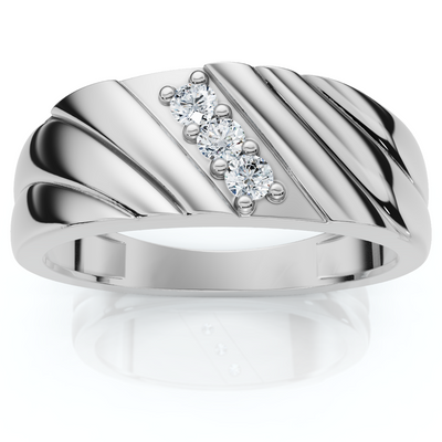 Men's Diamond Three Stone Polished Wedding Ring Gold Lab Grown