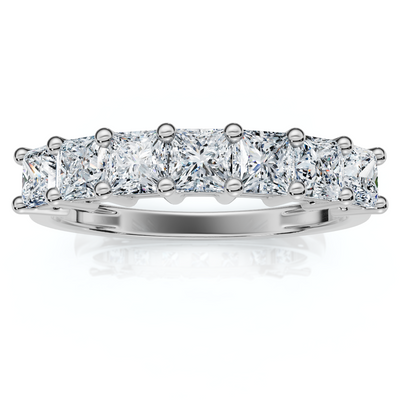 1Ct Princess Cut 7-Stone Diamond Wedding Ring Womens Band Gold Lab Grown