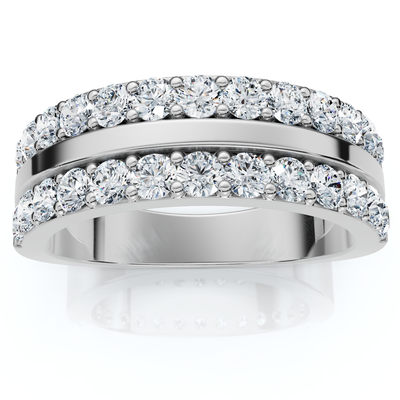 1Ct Diamond Wedding Double Row Anniversary Ring Gold Lab Grown