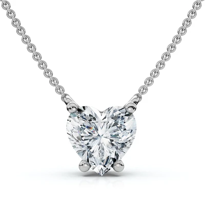 Certified 3Ct Heart Solitaire Diamond Pendant Necklace 14k Gold Lab Grown