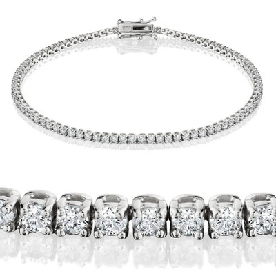 3 ct Diamond Tennis Bracelet 14k White Gold 7" Lab Grown